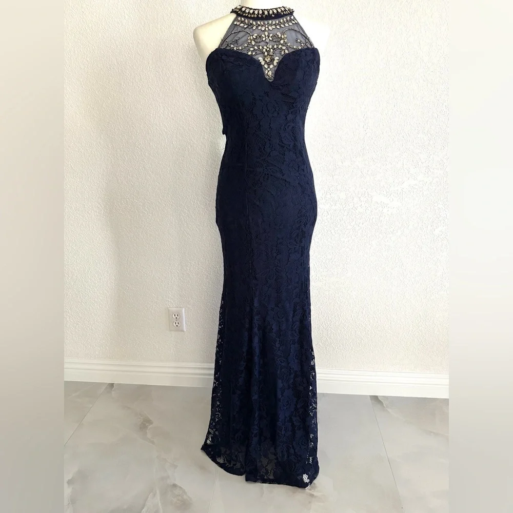 B Darlin Navy Lace Maxi Prom Dress NWOT B Darlin Navy Lace Maxi Prom Dress NWOT